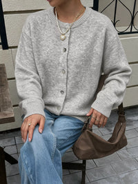Crew Neck Button Down Cardigan