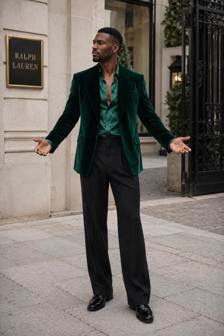 Men's Velvet Blazer Suit Luxury Velvet Dinner Jacket Wide Leg Trousers Prom Suit Wedding Outfit Formal Party Wear