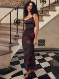 Elegant Split Print Maxi Vacation Dress