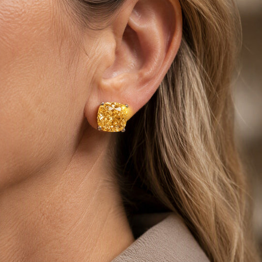 Radiant Golden Cushion Earrings