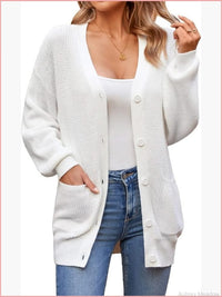 Women's 100% Cotton Oversized Button Down Cardigan with Pockets