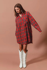 Margot Plaid Button-Up Midi Dress