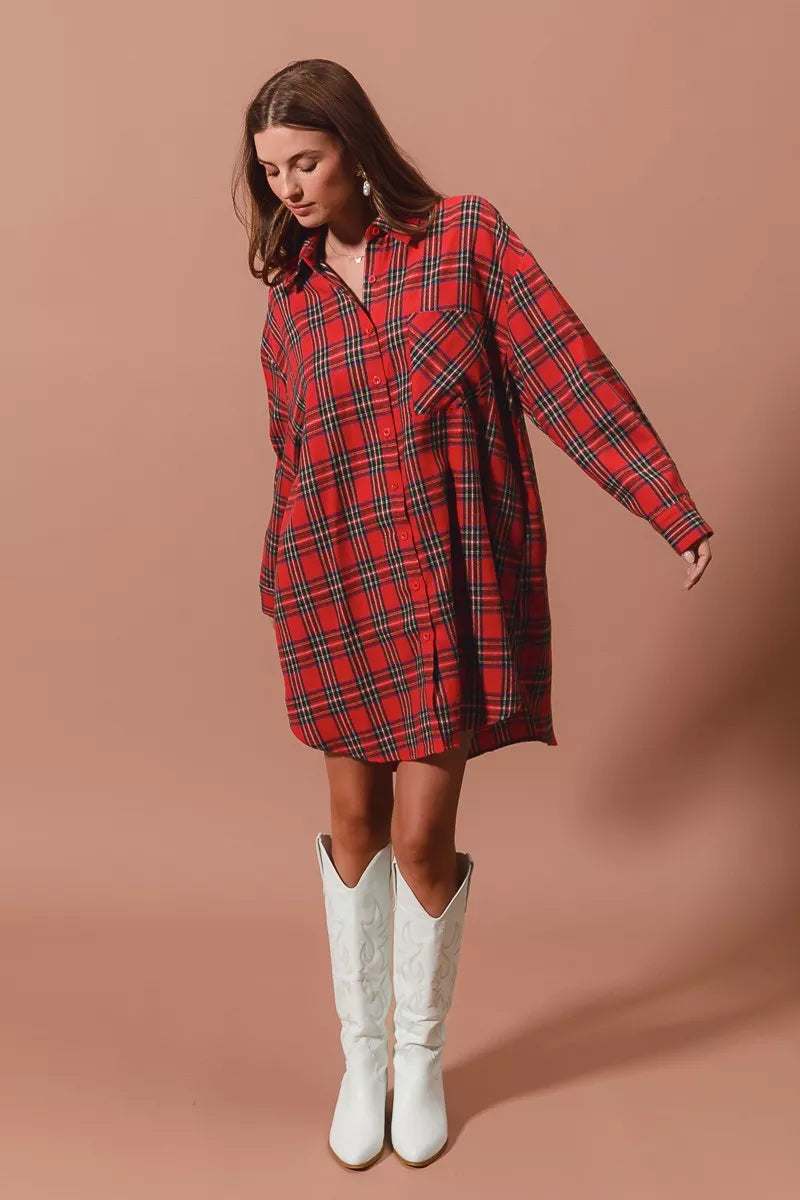 Margot Plaid Button-Up Midi Dress