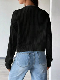 Ribbed Knit Button Up Cropped Cardigan