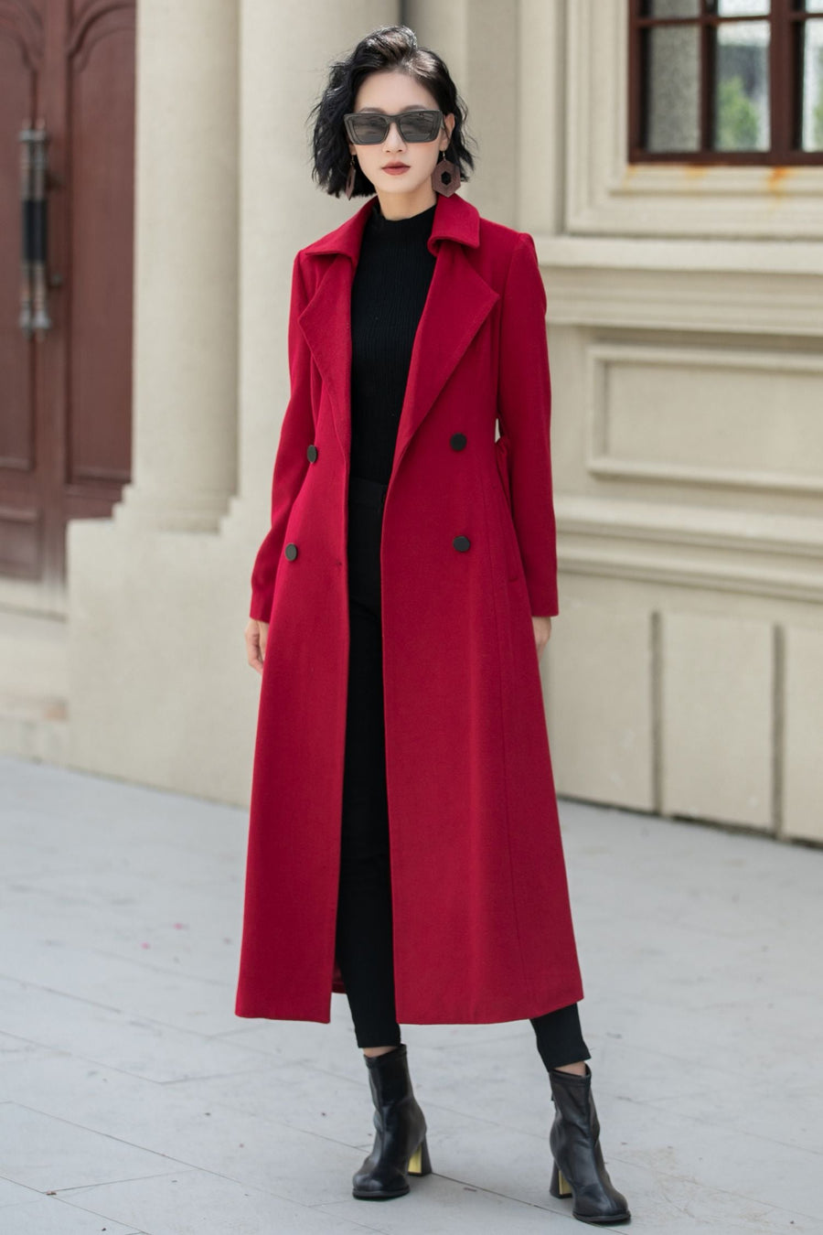 Wool Maxi Coat Double Breasted Fit & Flare Silhouette 5348