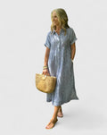 Lydia | Women's Relaxed Striped Shirt Midi Dress