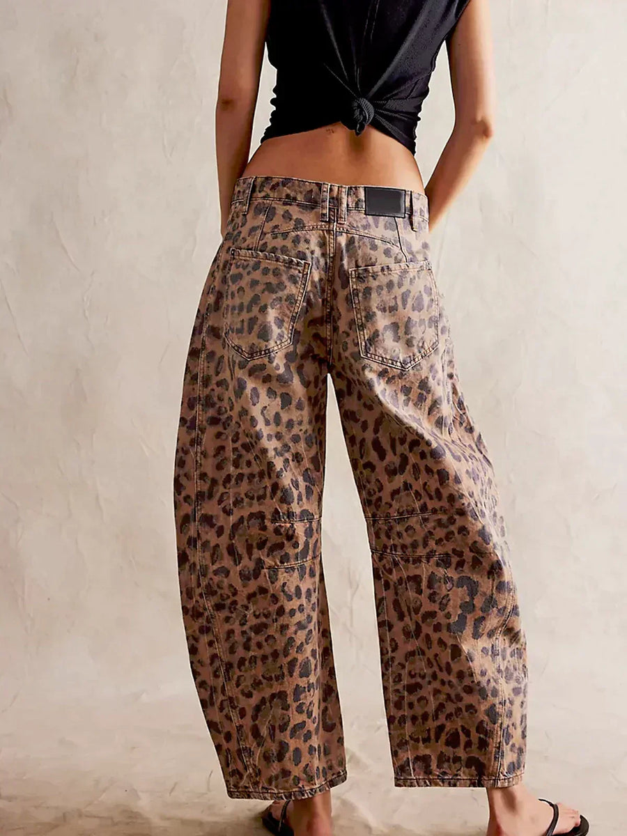 Lena | Women's Relaxed Fit Leopard Print Jeans