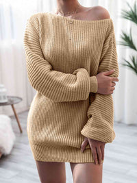 Cecilia Rib-Knit Mini Dress in Pastel Blue