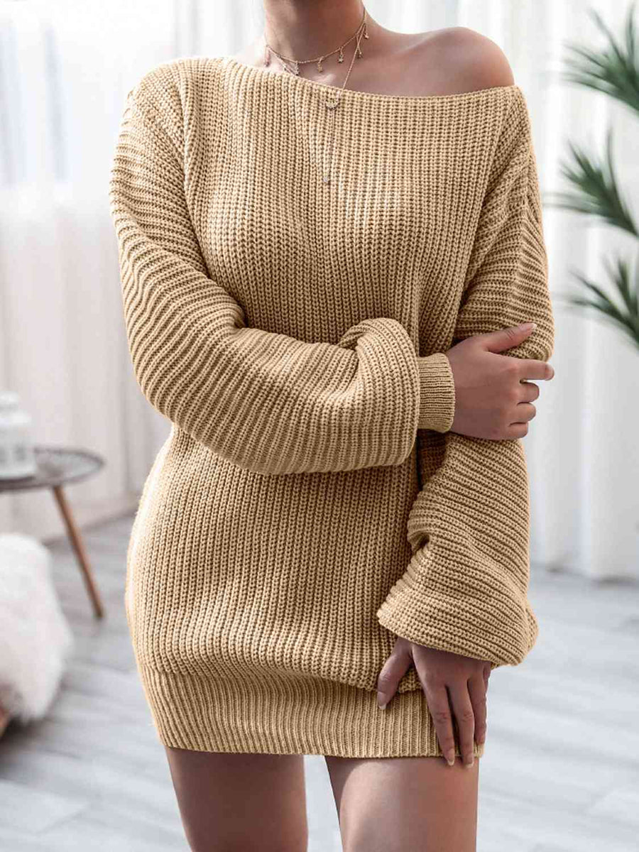 Cecilia Rib-Knit Mini Dress in Pastel Blue