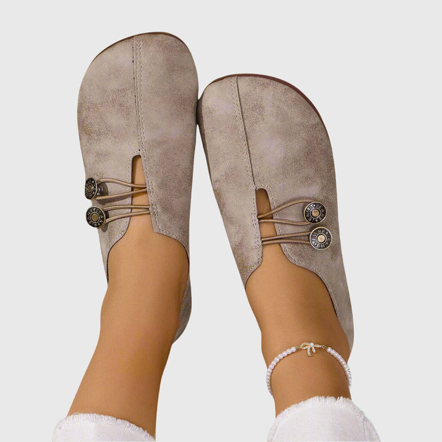 Regine | Women's Spring Casual Slip-On Flats with Button Detail