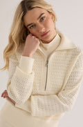 Darla Half Zip Sweater in Egret At Size X Large