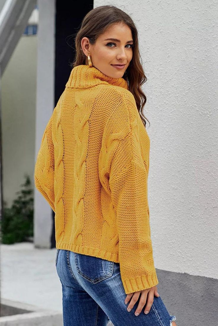 Cable Knit Turtleneck Handmade Sweater