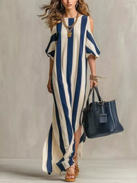 Isadora Striped Cold Shoulder Maxi Dress