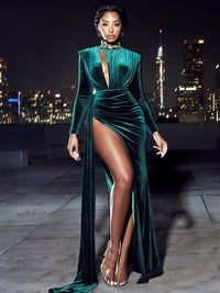 Miss Circle Zenaida Plunging Cutout Velvet Dress in At Nordstrom Size Xx Small