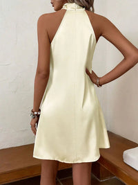Halter Neck Satin Mini Dress