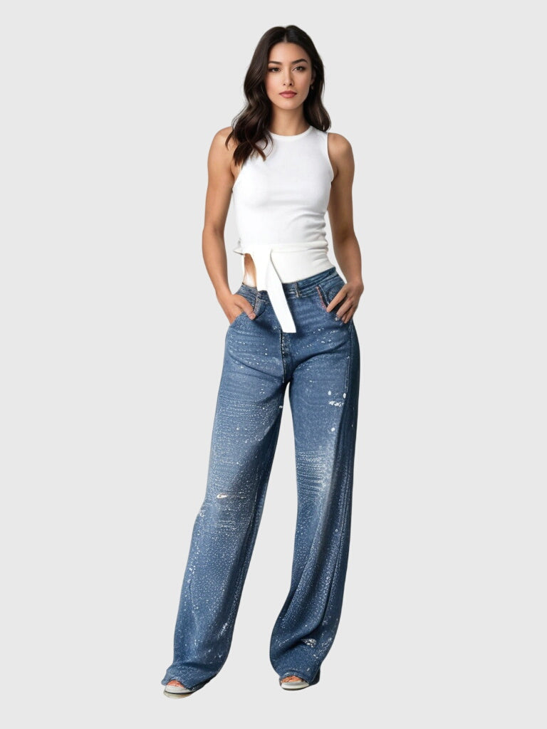Clara | Women's Sparkle Diamond Denim Pants