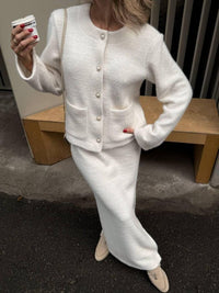 Knit Two Piece Skirt Set with Cropped Cardigan Long Straight Skirt with Slit Soft Cozy Women’s Outfit Gift for Her Etsy