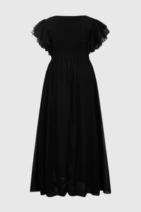 Valentina Ruffle Maxi Dress in Chocolate