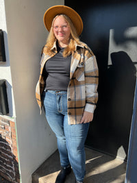 Oversized Plaid Shacket W Pockets