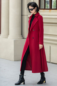 Wool Maxi Coat Double Breasted Fit & Flare Silhouette 5348