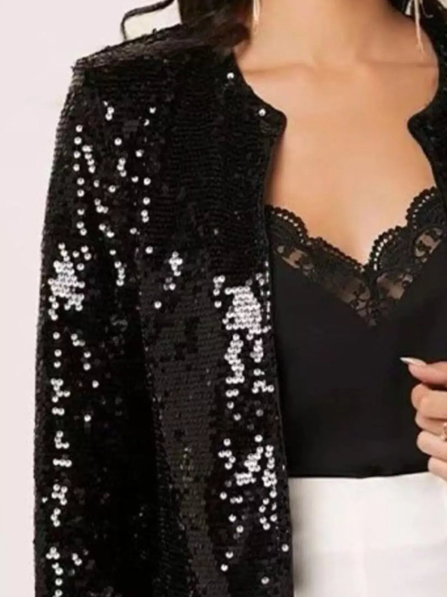 Full Size Sequin Long Sleeve Jacket