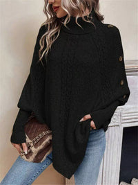 Cable Knit Turtleneck Cape Sweater