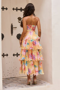 Arabella Chiffon Maxi Dress in Yellow Multi