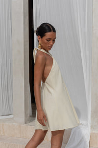 Adrienne Halter Mini Dress in Coconut