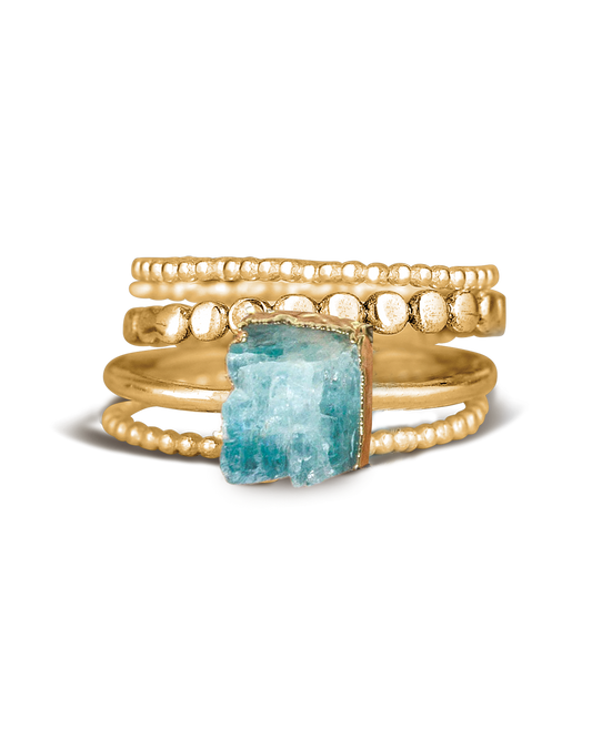 Aquamarine Stacking Ring Set