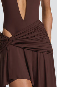 Jacinta Mini Skirt - Plum Brown