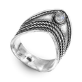 Chevron Moonstone Silver Ring
