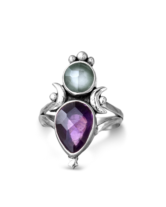 Aquamarine Amethyst Ring