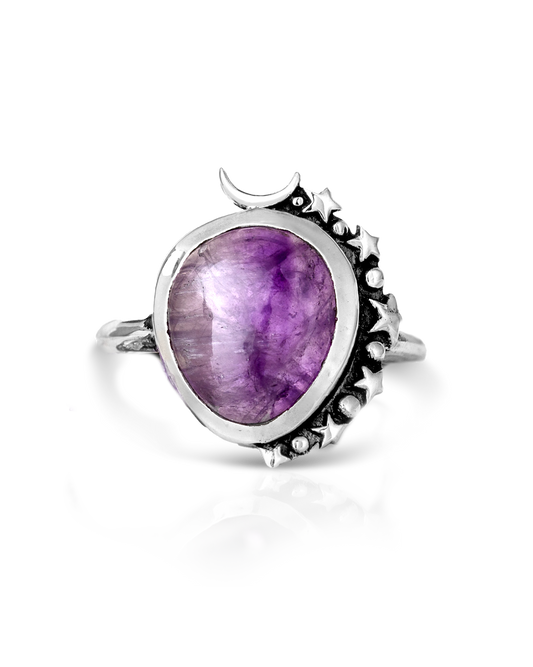 Amethyst Celestial Boho Ring