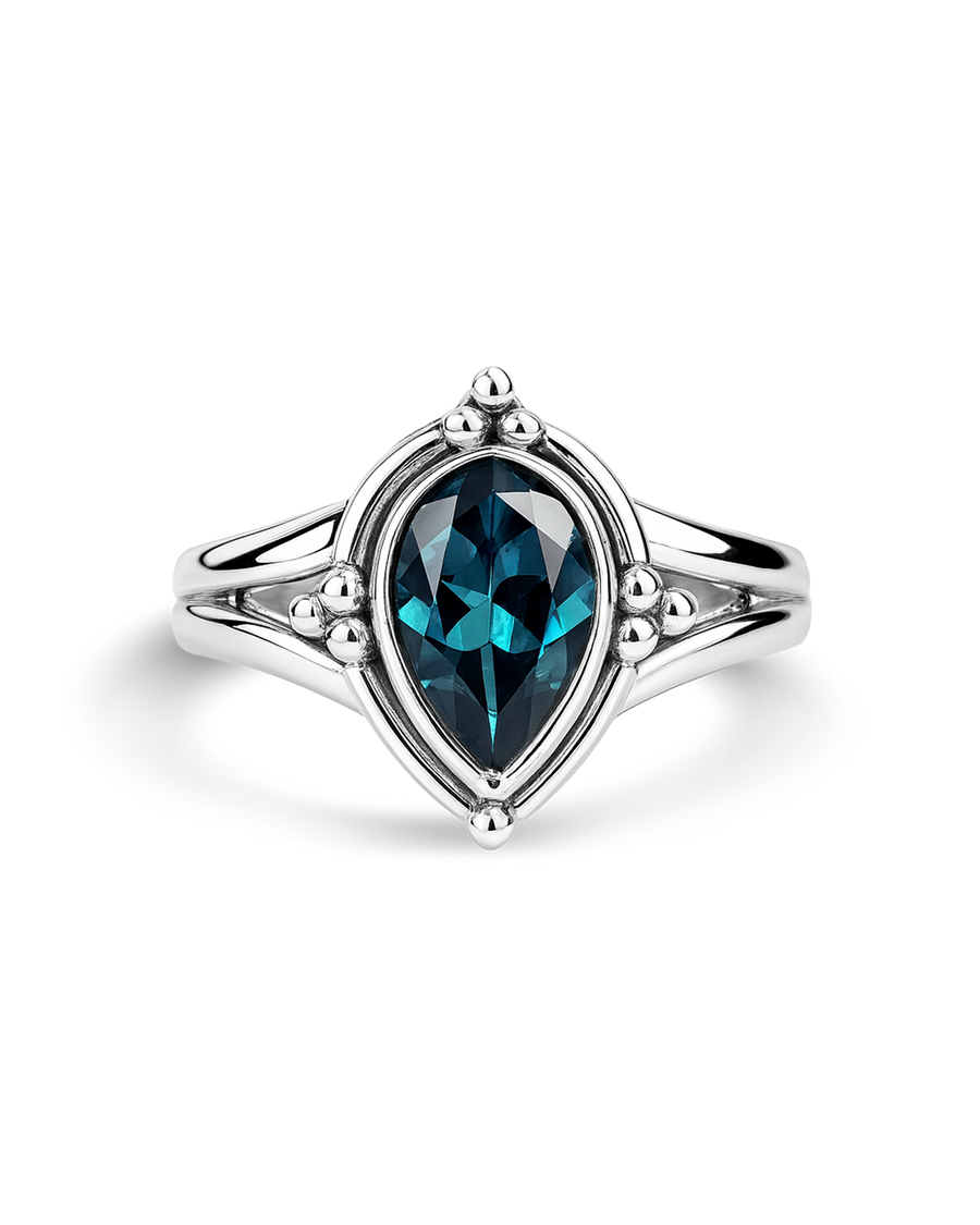 Blue Topaz Teardrop Ring