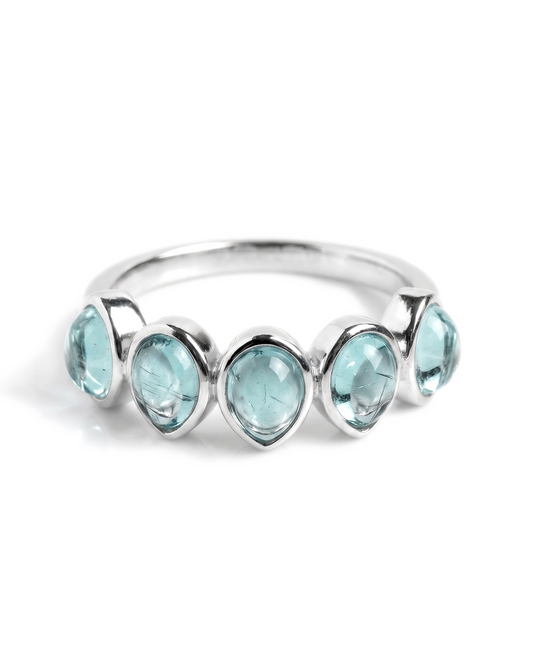 Aquamarine Teardrops Ring
