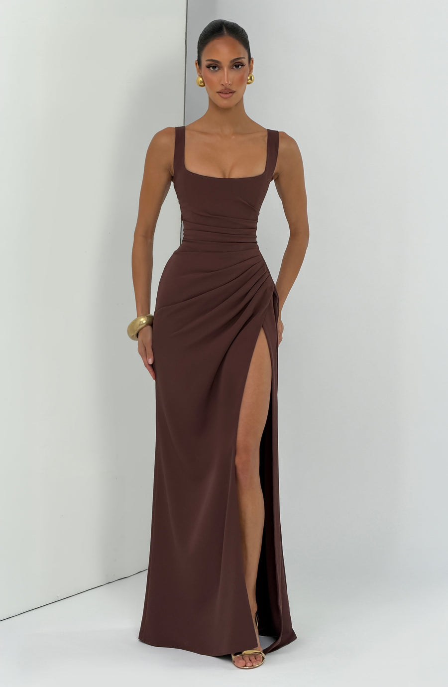 Sophia Maxi Dress – Plum Brown