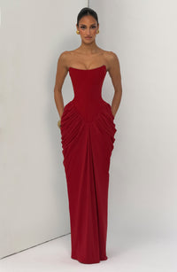 Mary Maxi Dress – Deep Red