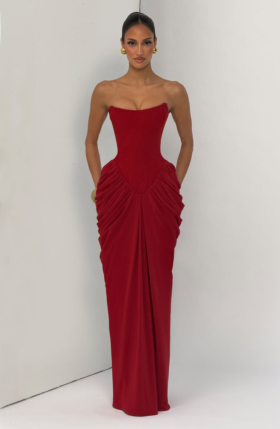 Mary Maxi Dress – Deep Red