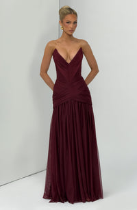 Valentina Maxi Dress - Cherry Lacquer