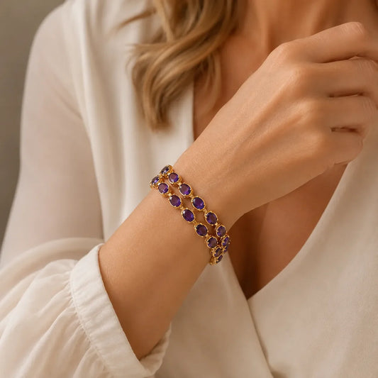 Amethyst Tennis Gold Bracelet