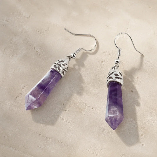 Amethyst Crystal Drop Earrings