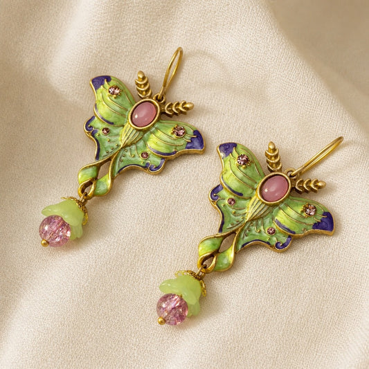 Antique Butterfly Enamel Earrings