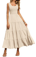 PRETTYGARDEN Women's 2026 Casual Loose Plain Maxi Sundress Smocked Tank Dress Sleeveless Summer Beach Tiered Long Dresses