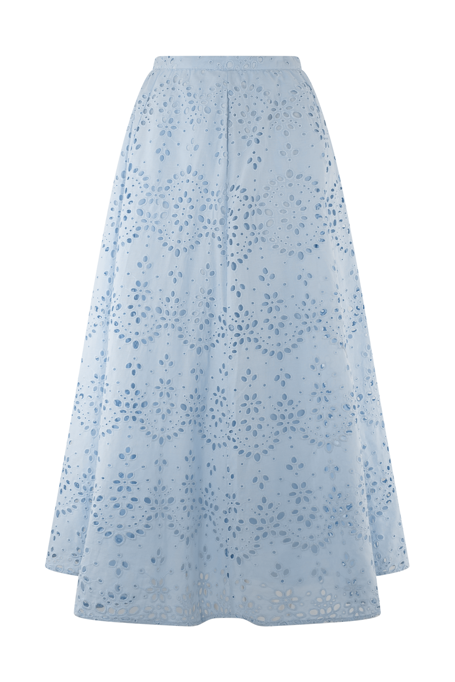 Arla Broderie Midi Skirt in Pale Cornflower
