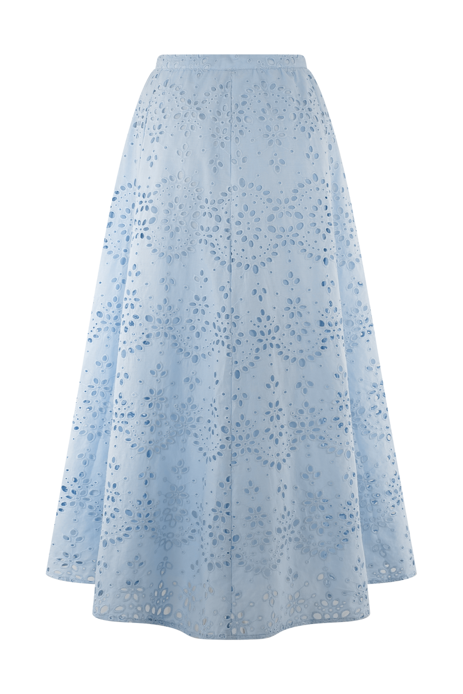 Arla Broderie Midi Skirt in Pale Cornflower