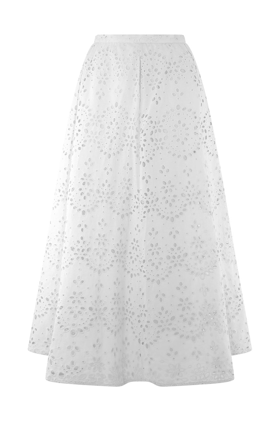 Arla Broderie Midi Skirt in Pale Cornflower