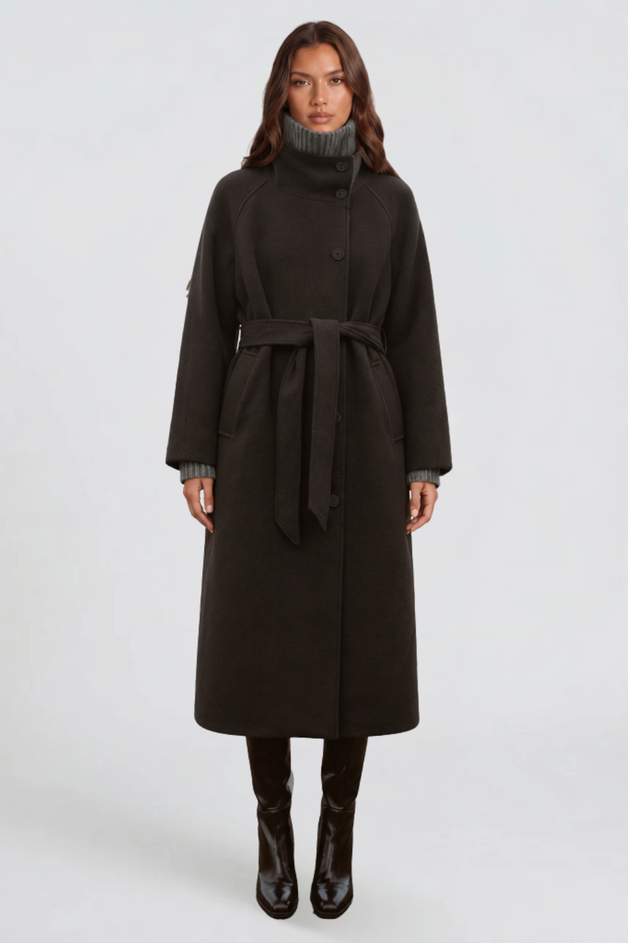 AUDREY | BELTED TAILORED LONGLINE WOOL COAT