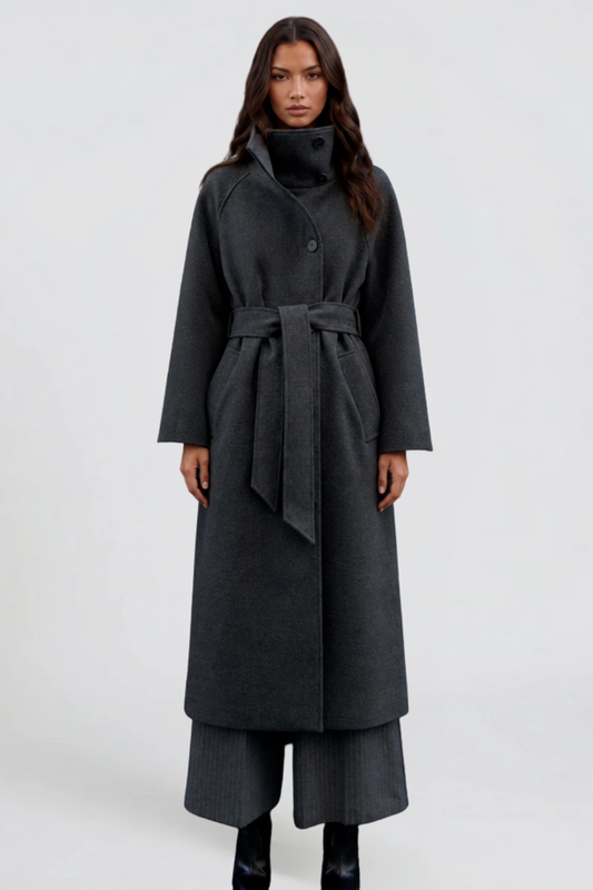 AUDREY | BELTED TAILORED LONGLINE WOOL COAT