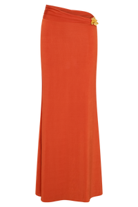 Ainsley Asymmetrical Maxi Dress in Burnt Orange