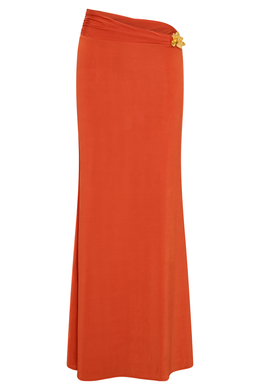 Ainsley Asymmetrical Maxi Dress in Burnt Orange